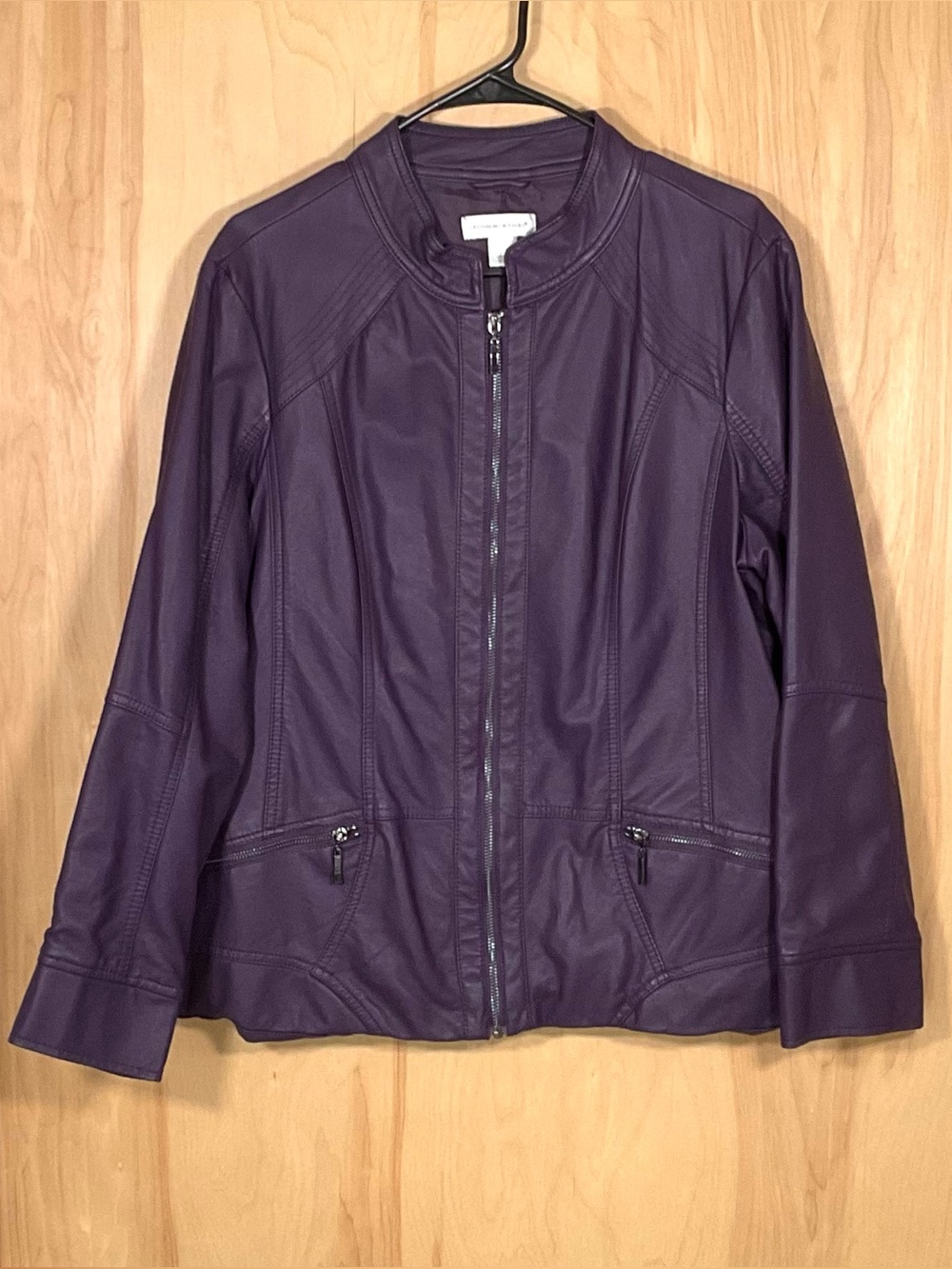 Christopher & Banks Purple Faux Leather Moto Jacket - EUC